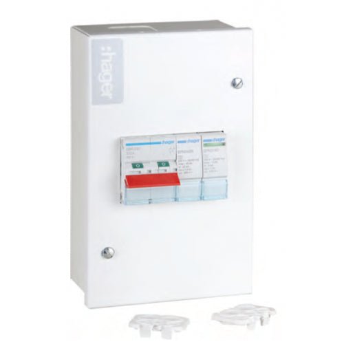 Hager VA4T2SDSPD Type II SPD Enclosure w- 100A Main Switch - Hager - Falcon Electrical UK