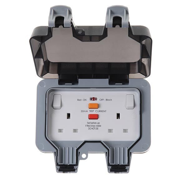 BG WP22RCD Weatherproof 13A 2-Gang Switched Socket with RCD - BG - Falcon Electrical UK