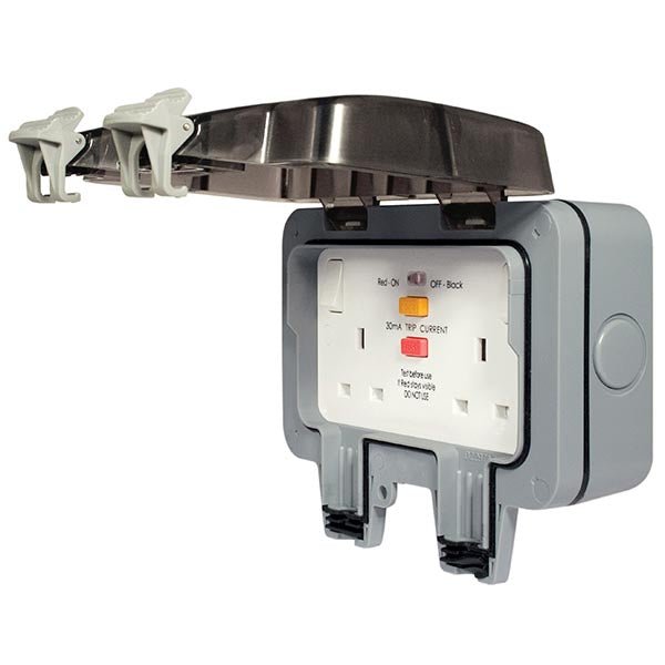 BG WP22RCD Weatherproof 13A 2-Gang Switched Socket with RCD - BG - Falcon Electrical UK
