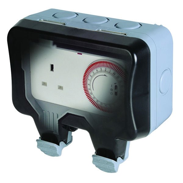 BG WP23TM24 Nexus Storm Weatherproof Single 13A, Time Controlled Unswitched Socket - Large Size - BG - Falcon Electrical UK